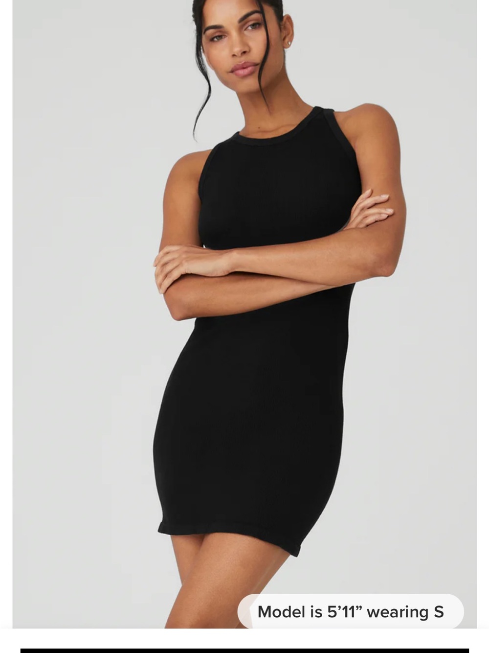 ALO Black Ribbed Tank Mini Dress